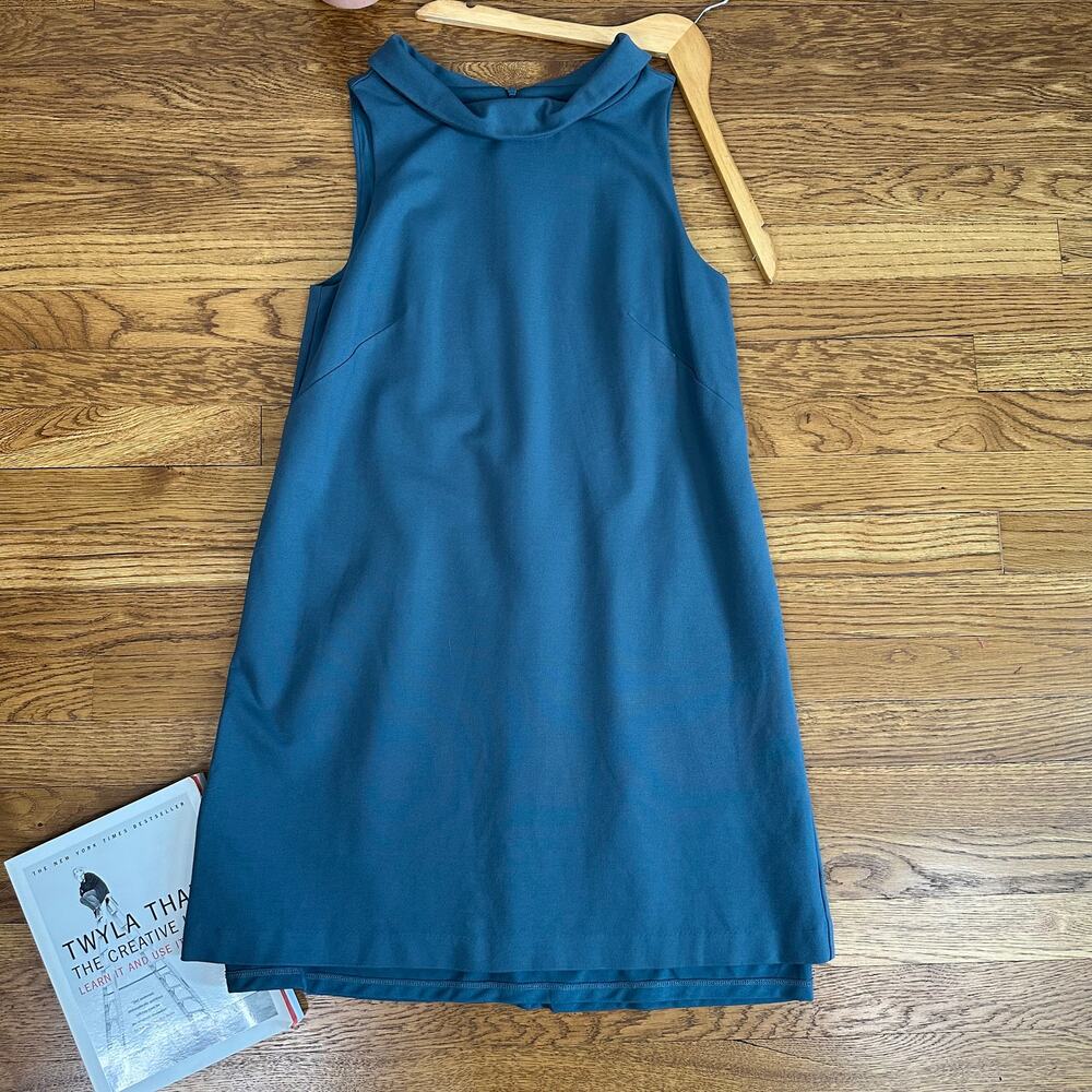 Ann Taylor Cowl Neck Teal Sleeveless Shift Dress